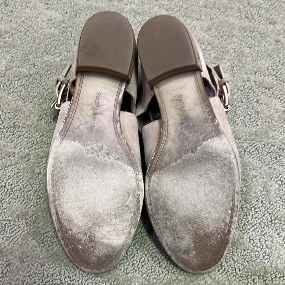 Michael Kors Women’s 6.5 Suede Nude Open Ankle Booties